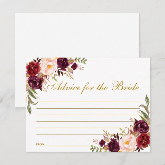 Floral Bourgondië Goud Vrijgezellenfeest Advies Ka Briefkaart (Voorkant / Achterkant)