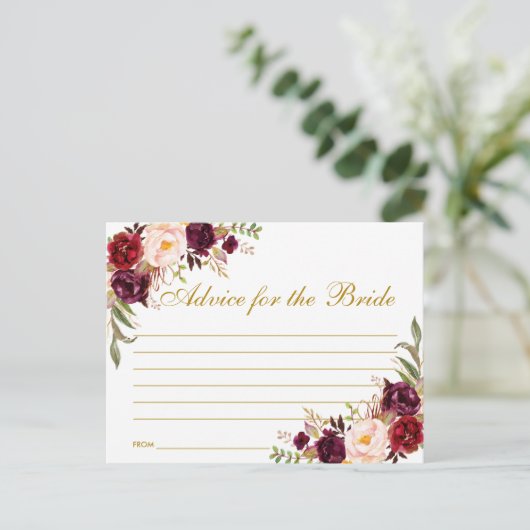 Floral Bourgondië Goud Vrijgezellenfeest Advies Ka Briefkaart (Staand voorkant)