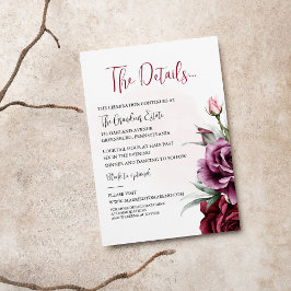 Floral Bourgondië Greenery Wedding Details Kaart