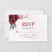 Floral Bourgondië Greenery Wedding RSVP Kaart (Voorkant)