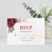 Floral Bourgondië Greenery Wedding RSVP Kaart (Staand voorkant)