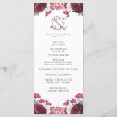 Floral Bourgondië huwelijksceremonie programma Programmakaart (Voorkant)