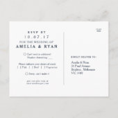 Floral Bourgondië Navy bruiloft RSVP Briefkaart (Achterkant)