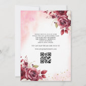 Floral Bourgondië QR Code Princess Quinceanera Kaart (Achterkant)