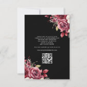 Floral Bourgondië QR Code Princess Quinceanera Kaart (Achterkant)
