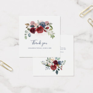 Floral Bourgondië Script bruiloft dank u kaart