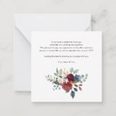 Floral Bourgondië Script Elegante bruiloft dank u Notitiekaartje (Achterkant)