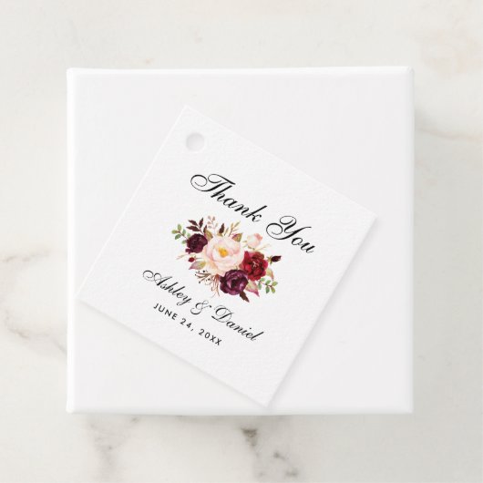 Floral Bourgondië Waterverf bruiloft dank u Bedankjes Labels (In situ)