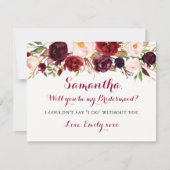 Floral Bourgondië wordt mijn bruidsmeisje Kaart (Voorkant)