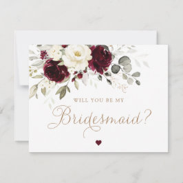 Floral Bourgondië wordt mijn bruidsmeisjes Kaart