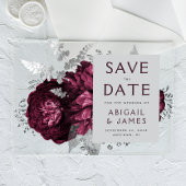 Floral Bourgondië Zilveren bruiloft Save the Date Acryl Uitnodigingen