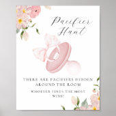 Floral Bow Baby shower Fopspeen Hunt Spelbord Poster (Voorkant)