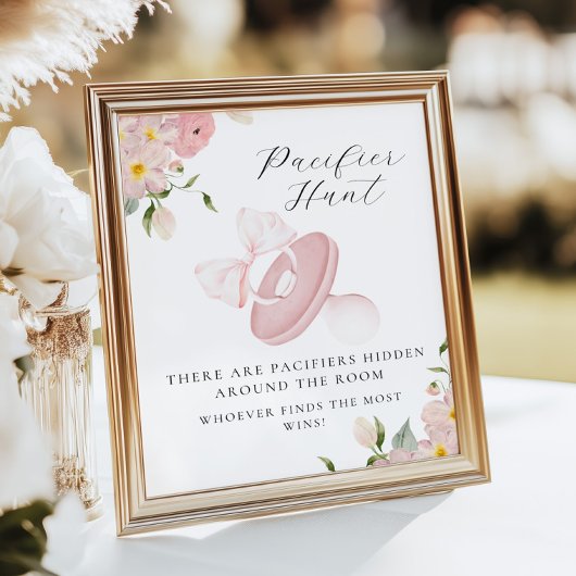 Floral Bow Baby shower Fopspeen Hunt Spelbord Poster