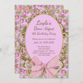  Floral Bow Boutique Birthday Party Kaart (Voorkant / Achterkant)