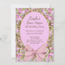  Floral Bow Boutique Birthday Party Kaart