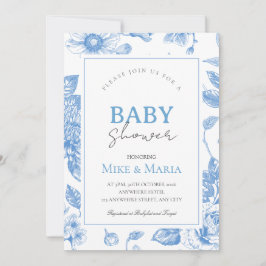 Floral bow boy baby shower invitation kaart