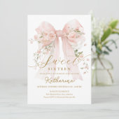 Floral Bow Coquette Sweet Sixteen Uitnodiging (Staand voorkant)