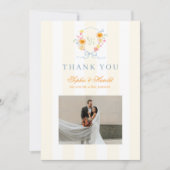 Floral Bow Crest Monogram Spring Wedding Bedankkaart (Voorkant)