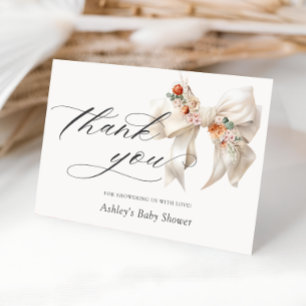 Floral Bow Elegant Baby shower Bedankt