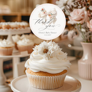 Floral Bow Elegant Baby shower Bedankt Ronde Sticker