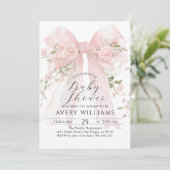 Floral Bow Elegant Bloemenmeisje Baby shower Kaart (Staand voorkant)