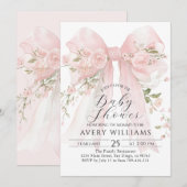 Floral Bow Elegant Bloemenmeisje Baby shower Kaart (Voorkant / Achterkant)