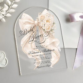 Floral Bow Elegant Bridal Shower  Acryl Uitnodigingen