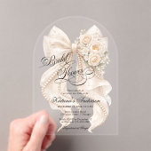Floral Bow Elegant Bridal Shower  Acryl Uitnodigingen (Insitu (Draagbaar))
