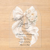 Floral Bow Elegant Bridal Shower  Acryl Uitnodigingen (Voorkant)