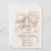 Floral Bow Elegant Bridal Shower  Kaart (Voorkant)