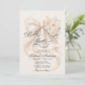 Floral Bow Elegant Bridal Shower  Kaart (Staand voorkant)