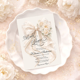 Floral Bow Elegant Bridal Shower  Kaart