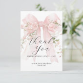 Floral Bow Elegant Flower Girl Baby Shower Bedankkaart (Staand voorkant)