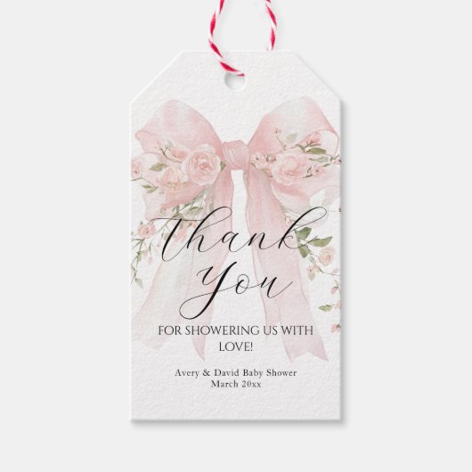 Floral Bow Elegant Flower Girl Baby Shower Cadeaulabel (Voorkant)