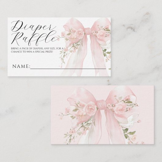 Floral Bow Elegant Flower Girl Baby Shower Informatiekaartje (Voorkant / Achterkant)
