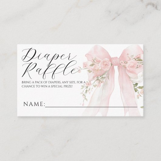 Floral Bow Elegant Flower Girl Baby Shower Informatiekaartje (Voorkant)