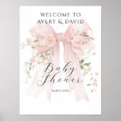 Floral Bow Elegant Flower Girl Baby Shower  Poster (Voorkant)