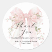 Floral Bow Elegant Flower Girl Baby Shower Ronde Sticker (Voorkant)