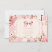 Floral Bow Fancy ONE Girl 1st Birthday Bedankkaart (Voorkant)