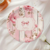 Floral Bow Fancy ONE Girl 1st Birthday Papieren Bordje