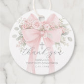  Floral Bow First Holy Communion Thank you Bedankjes Labels (Voorkant)