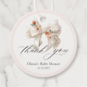 Floral Bow Girl Baby shower Bedankt Bedankjes Labels (Voorkant)