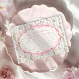 Floral Bow Girl Baby shower Familietradities Informatiekaartje