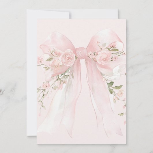 Floral Bow Girls Baptism Elegant Flower Digital Kaart (Achterkant)