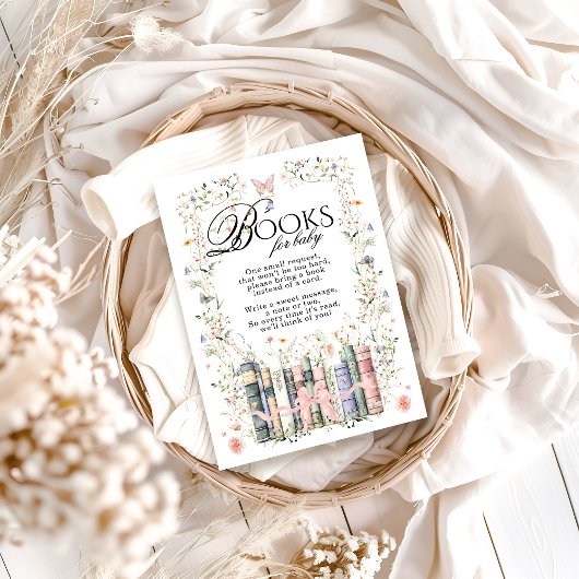Floral Bow Nieuw Chapter Baby shower Boek Verzoek Informatiekaartje