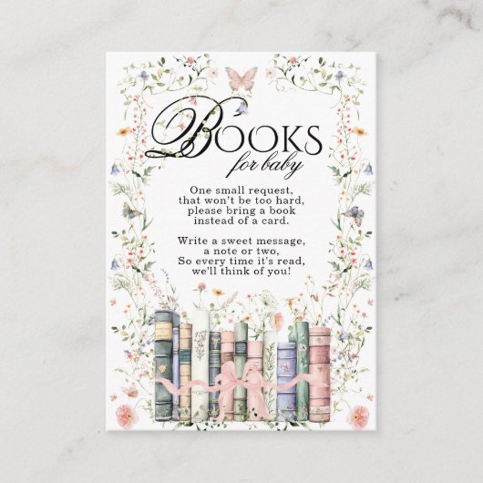 Floral Bow Nieuw Chapter Baby shower Boek Verzoek Informatiekaartje (Voorkant)