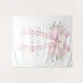 Floral Bow Pink Coquette Baby Shower Wandkleed (Voorkant (horizontaal))