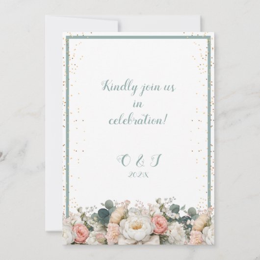 Floral Bow Save the Date Kaart (Achterkant)