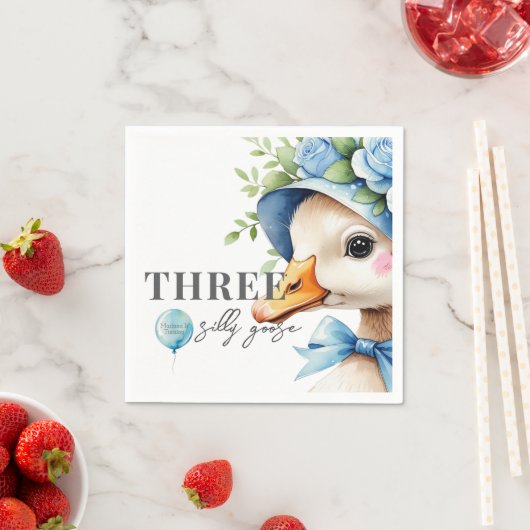 Floral Bow Silly Goose Boy Birthday  Servet (Insitu)