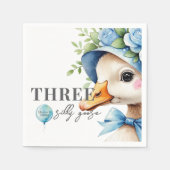 Floral Bow Silly Goose Boy Birthday  Servet (Voorkant)